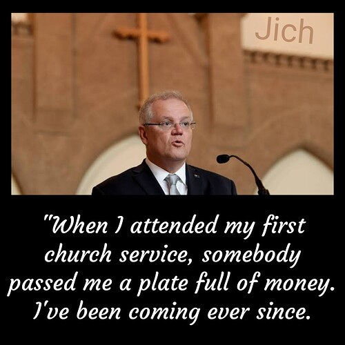 Scummo goes to church