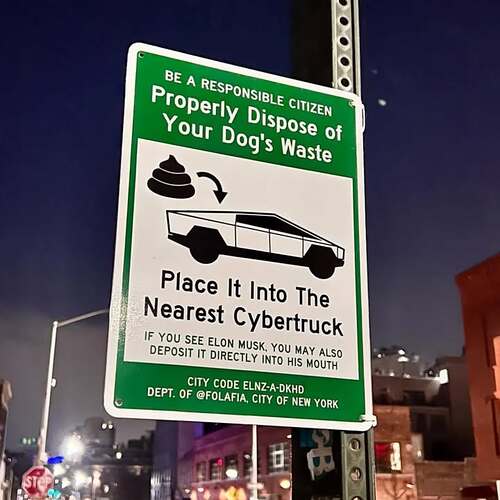 Anti-Cybertruck sign, one of many seen in NYC