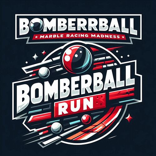 Logo design for a marble racing event called 'BomberBall Run'. Match the style and layout of the pre