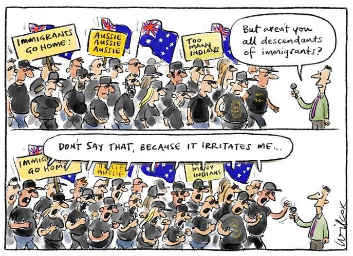 Cathy Wilcox on anti-immigrant protests