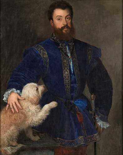 Tiziano - Federico II Gonzaga, Duke of Mantova & his dog Rubino