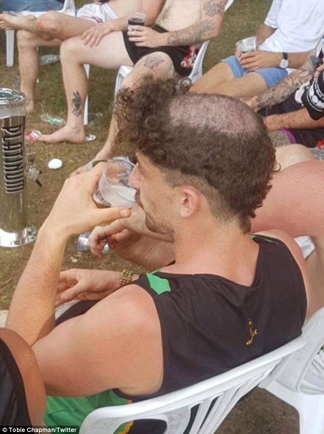 The result would rival any Mad Monday prank or rookie initiation: An almost completely bald top of his head with badly trimmed back and sides and his curly fringe left untouched