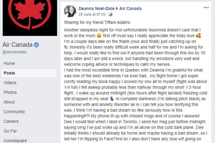 An excerpt of the Facebook post by Deanna Noel-Dale, posted on behalf of her friend Tiffani Adams.|700x467